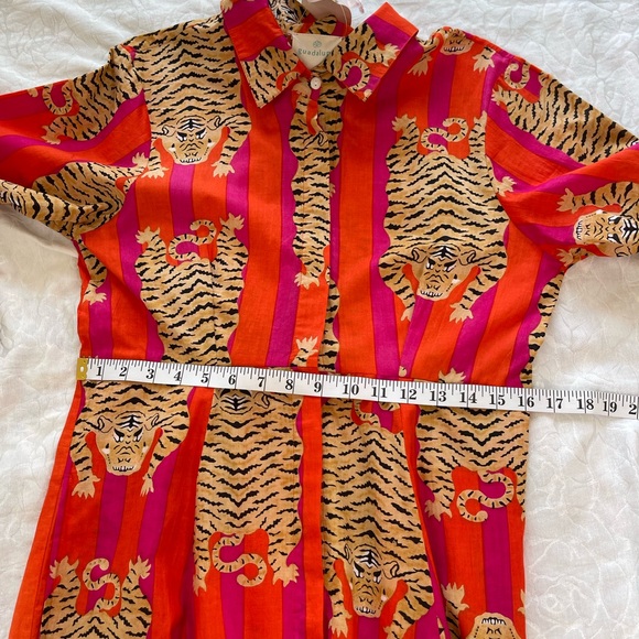 Guadalupe Luciana Tibet Tiger Stripes Hand Block Print Pure Indian Cotton Dress - Picture 12 of 16